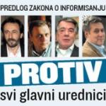 Predlog zakona o informisanju: PROTIV svi glavni urednici, ZA Dinkić, Karleuša, Biserko...