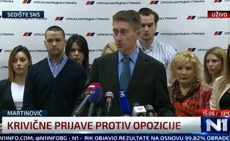 MARTINOVIĆ SNS: Podnećemo krivične prijave protiv lidera opozicije