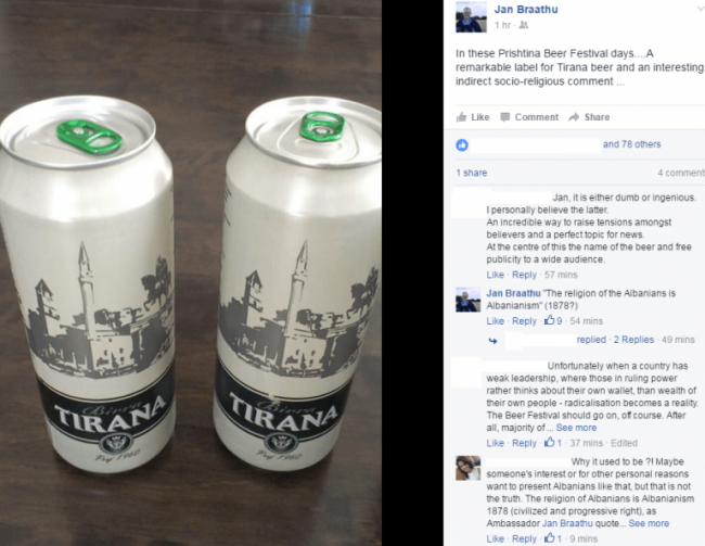 Norveški ambasador na Kosovu objavio sliku piva na kome se vidi džamija