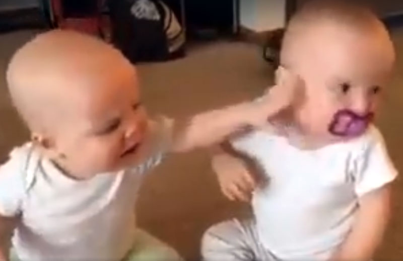 Preslatke bebe: Pogledajte neodoljivu svađu oko cucle! VIDEO