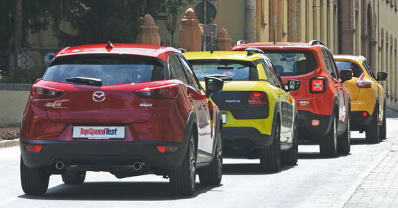 TopSpeed uporedni test: Mazda CX-3, Jeep Renegade vs Nissan Juke vs Citroen C4 Cactus