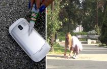 (VIDEO) ZALEPILI SMO MOBILNI TELEFON NA BETON U CENTRU BEOGRADA Pogledajte sta su uradili PROLAZNICI