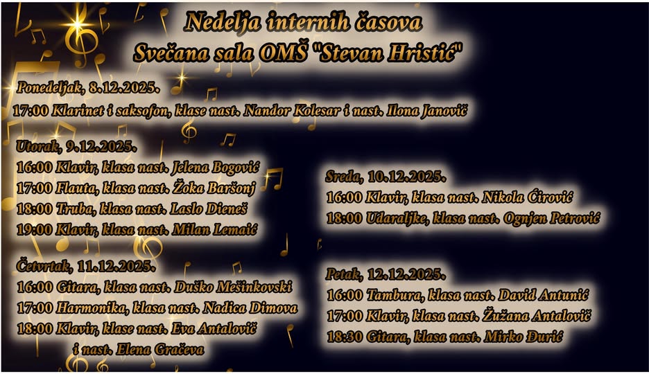 НАРЕДНЕ СЕДМИЦЕ У ОМШ “СТЕВАН ХРИСТИЋ” ЂАЧКИ КОНЦЕРТИ