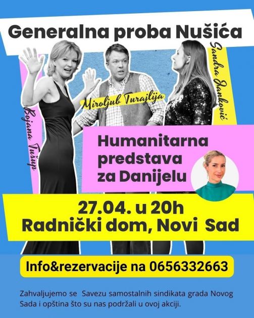 „Генерална проба Нушића“: Хуманитарна представа за Даду у Радничком дому