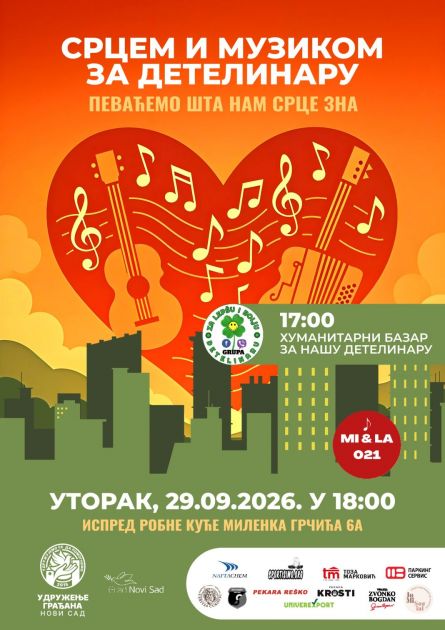 Срцем и музиком за Детелинару: У уторак хуманитарни базар, концерт и деца са Космета у Миленка Грчића