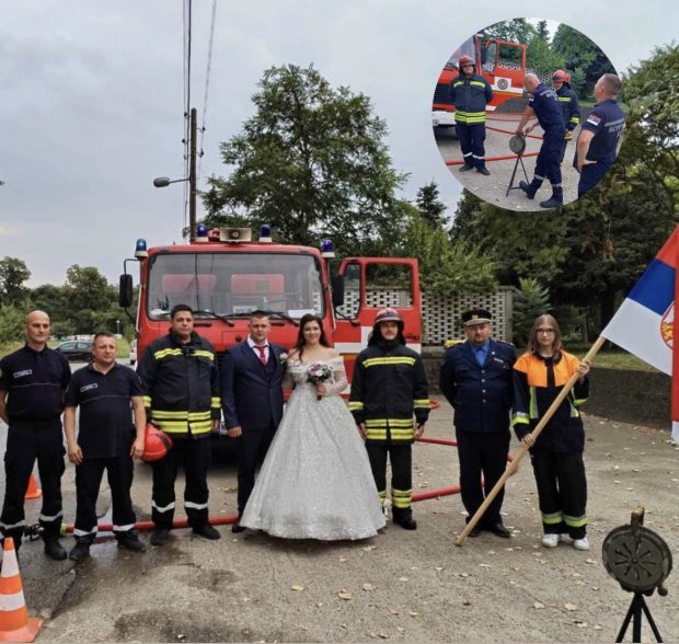 Одани служби и на сопственом венчању – несвакидашња свадба у Кисачу, ватрогасна сирена најавила славље