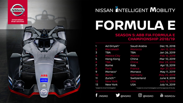 19.06.2018 ::: Nissan će se u petoj sezoni Formule E takmičiti u 12 svetskih gradova