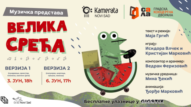 “Велика срећа” поново пред новосадском публиком – музичка авантура за најмлађе 3. и 6. јуна