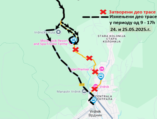 Линија 86 – Привремена измена трасе у Врднику 24. и 25. 05.