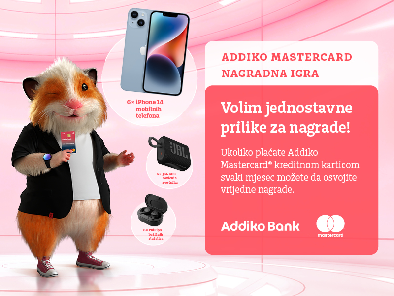 Ako imate Addiko Mastercard kreditnu karticu, do 31. jula imate i priliku za  vrijedne nagrade