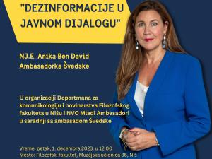 Ambasadorka Švedske u Nišu o dezinformacijama u javnom dijalogu