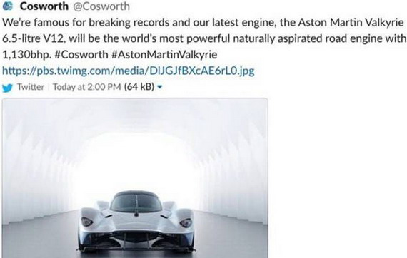 Aston Martin Valkyrie s najsnažnijim atmosferskim motorom ikada