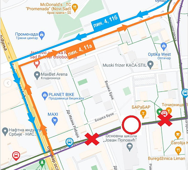 Autobusi na linijama 4, 11A i 11B menjanju trasu kretanja na Limanu