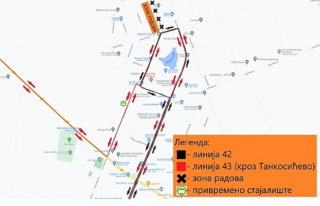 Autobusi na linijama 42 i 43 menjaju trasu zbog radova