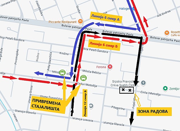 Autobusi na linijama 6 i 12 u sredu menjaju trasu