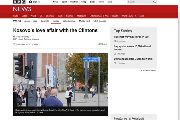 BBC: Kosovski Albanci zaljubljeni u Klintonove