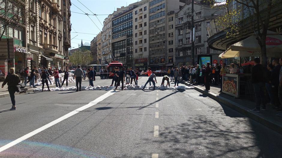 Blokada Kolarčeve - protest zbog radova u centru