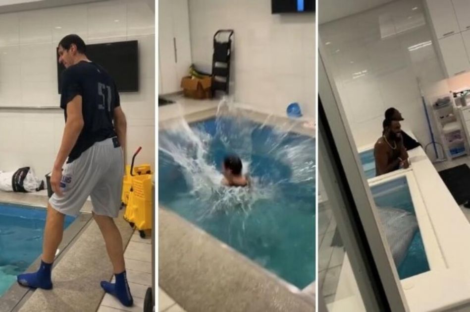 BOBI OPET PRAVI ŠOU: Marjanović skače u minijaturni bazen, saigrači se valjaju od smeha! (VIDEO)