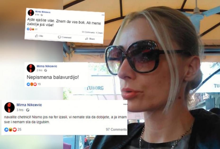 CRNOGORSKA SAVETNICA IZGUBILA KOMPAS: ČETNICI, NEPISMENA BALAVURDIJO! Mirna Nikčević na Fejsbuku pljuje na sve srpsko i sipa poruke mržnje!