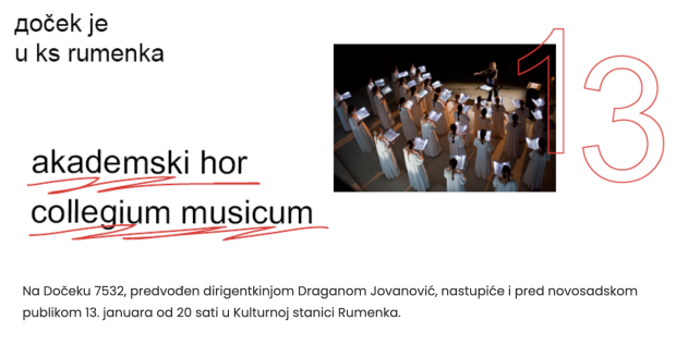 Један од најеминентнијих хорова у Србији ”Collegium Musicum” – 13. јануара у КС ”Руменка”