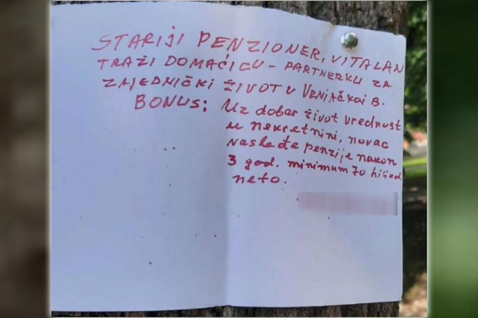 DOBAR ŽIVOT, NEKRETNINA I PENZIJA, MINIMUM 70.000 NETO Ovako deda iz najskuplje banje u Srbiji traži ženu, oglasom na drvetu!
