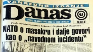 Danas (1999): Poginula Milica Rakić, sa Kosova izbeglo 600.000 ljudi