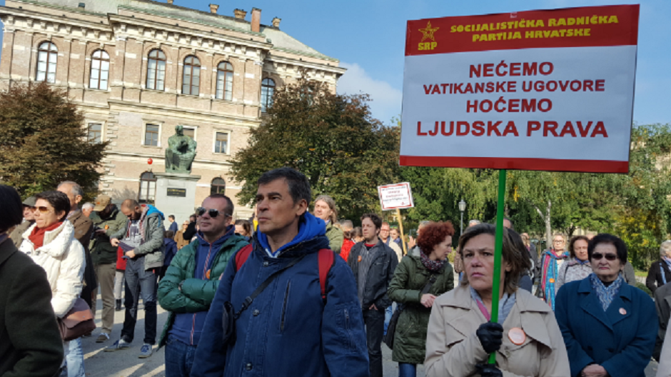 Demonstranti u Zagrebu traže raskid Vatikanskih ugovora