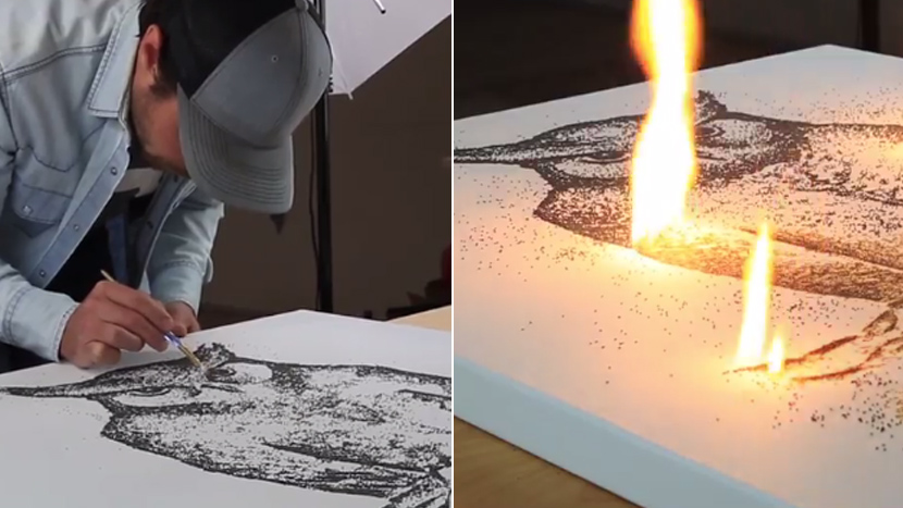 Deni svoje slike izrađuje barutom, a onda pusti da vatra stvori pravo umetničko delo (VIDEO)