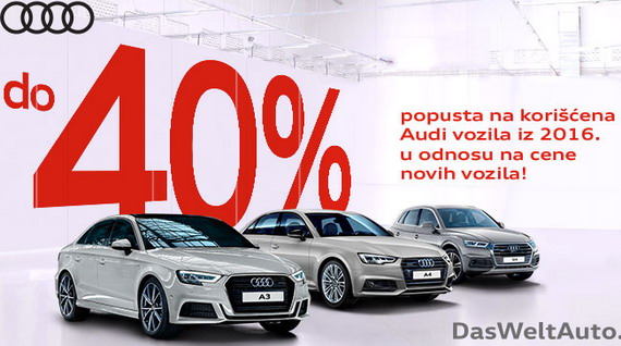Do 40% popusta na korišćena Audi vozila iz 2016. u odnosu na cene novih vozila