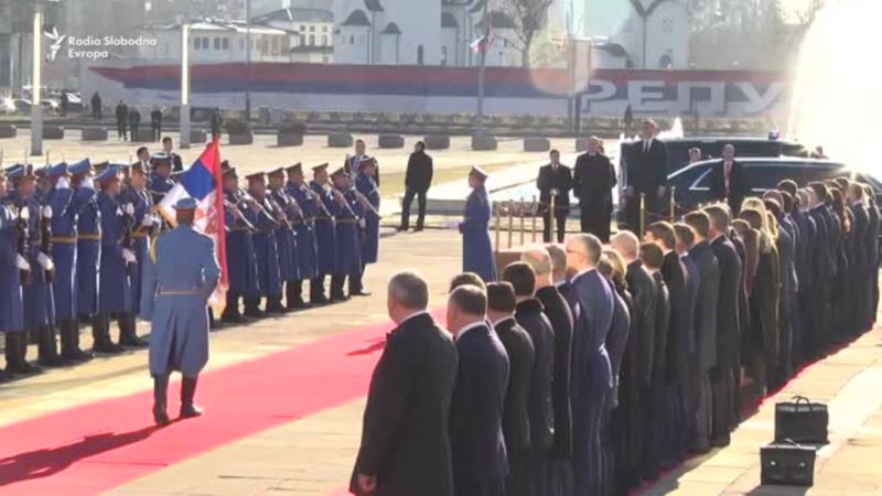 Doček za Putina ispred Palate Srbija u Beogradu