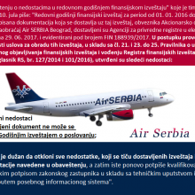 Dostavljeni dokument ne moze se smatrati Godisnjim izvestajem o poslovanju Er Srbija