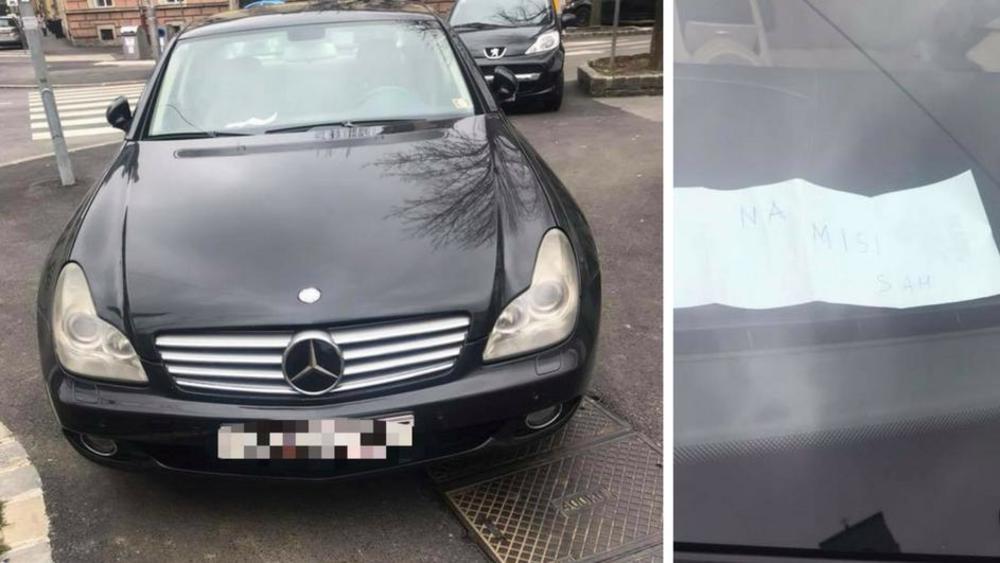 (FOTO) KAKVA IDEJA: Parkirao se nasred trotoara i ostavio je poruku da se iskupi, ali nisu svi bili oduševljeni