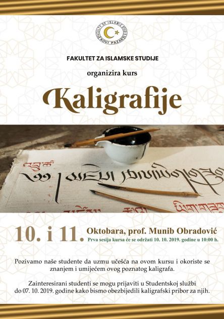 Fakultet za islamske studije organizira kurs kaligrafije za studente