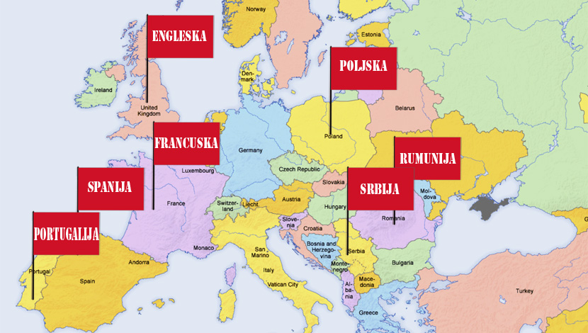 Karta Evrope Sa Drzavama : Južna Evropa - države ...