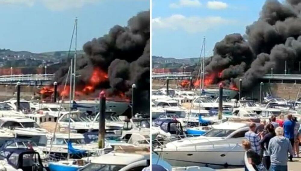 POTONULA SUPERJAHTA VREDNA SEDAM MILIONA: Požar izbio u marini u Devonu, brod uprkos naporima vatrogasaca potonup