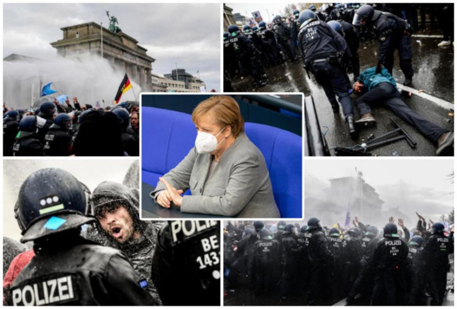 HAOS U BERLINU SE NASTAVLJA: Merkelova izgurala korona zakon, policija opravdala nasilje prema demonstrantima (VIDEO)