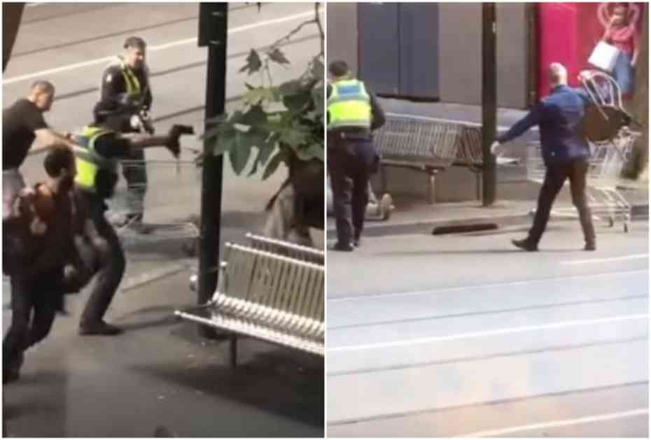 HEROJSKI SE ODBRANILI! PROLAZNICI NAPALI TERORISTU U MELBURNU: Gađali ga stolicama, a jedan se u napadača zaleteo kolicima za kupovinu! (VIDEO)