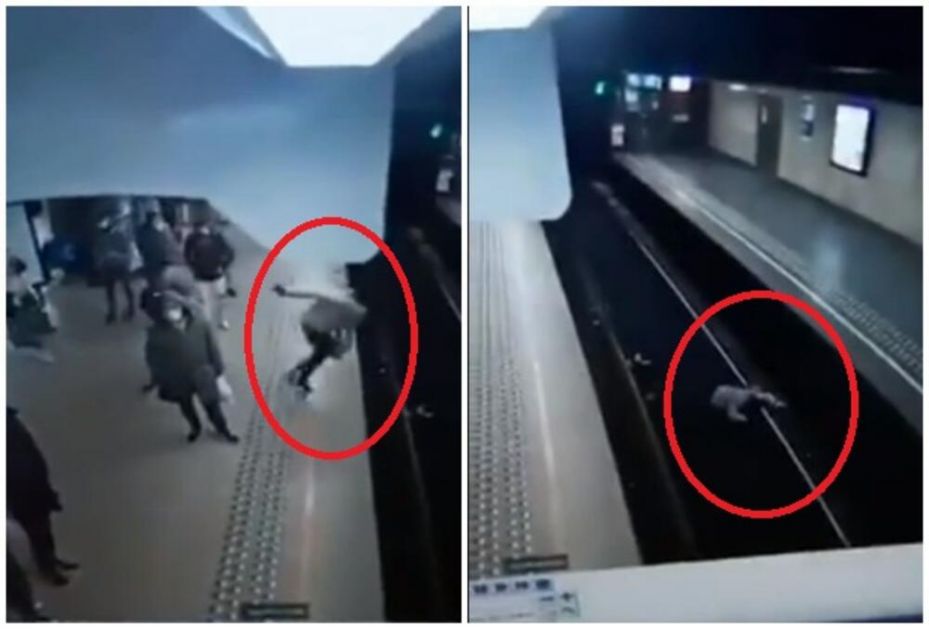 HOROR U METROU U BRISELU: Namerno gurnuo ženu na šine dok voz ulazi u stanicu! Mašinovođa ukočio u poslednjoj sekundi! (VIDEO)