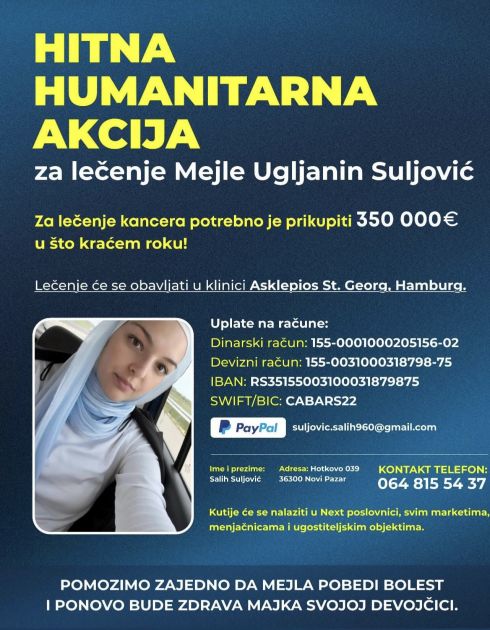 Hitna humanitarna akcija za liječenje Mejle Ugljanin Suljović