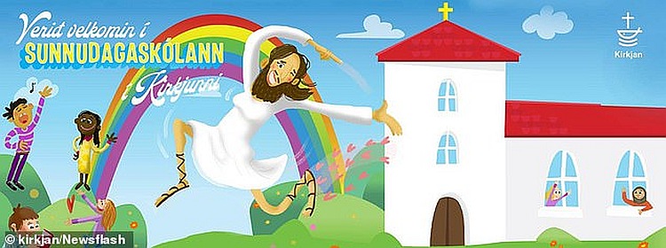 Isus sa ženskim grudima u reklami islandske crkve poziva decu na nedeljnu misu