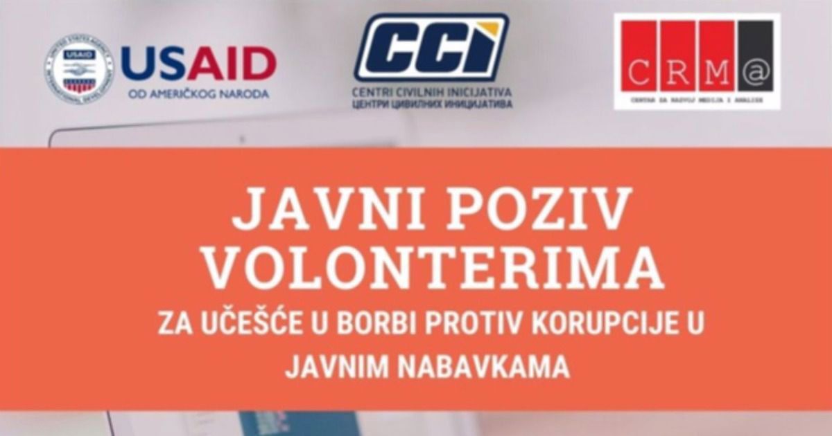 Javni poziv volonterima: Uključite se u borbu protiv korupcije u javnim nabavkama