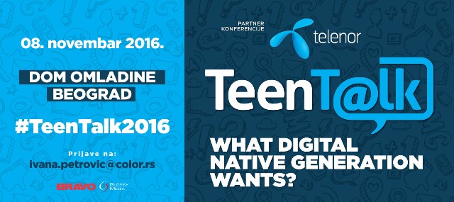Još 4 dana do konferencije #TeenTalk2016 – rezerviši svoje mesto!