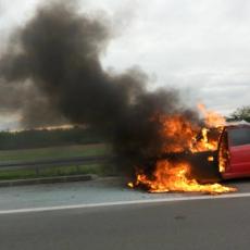 Još jedan užas! Automobil izgoreo na auto-putu Beograd-Niš: U vozilu bilo četiri putnika, PLAMEN BUKNUO NAJEDNOM