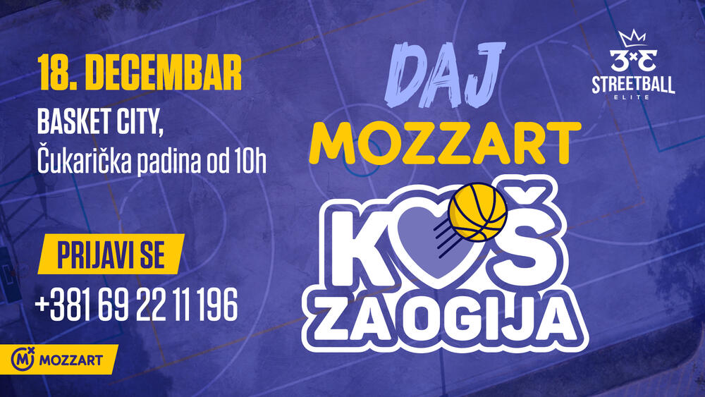 KOŠ ZA OGIJA: Mozzart organizuje veliki humanitarni basket turnir za lečenje Ognjena Kapate