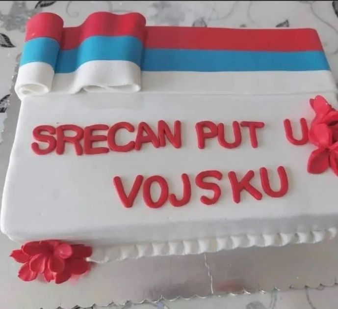 Kaća ispraćena u vojsku tortom sa pištoljem, ponosno će braniti nebo Srbije (FOTO)