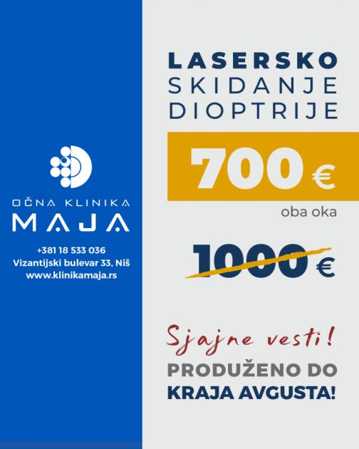 Klinika Maja produžava PROMO cenu za lasersko skidanje dioptrije: Za lepši pogled na svet – sada po ceni od 700 EUR!