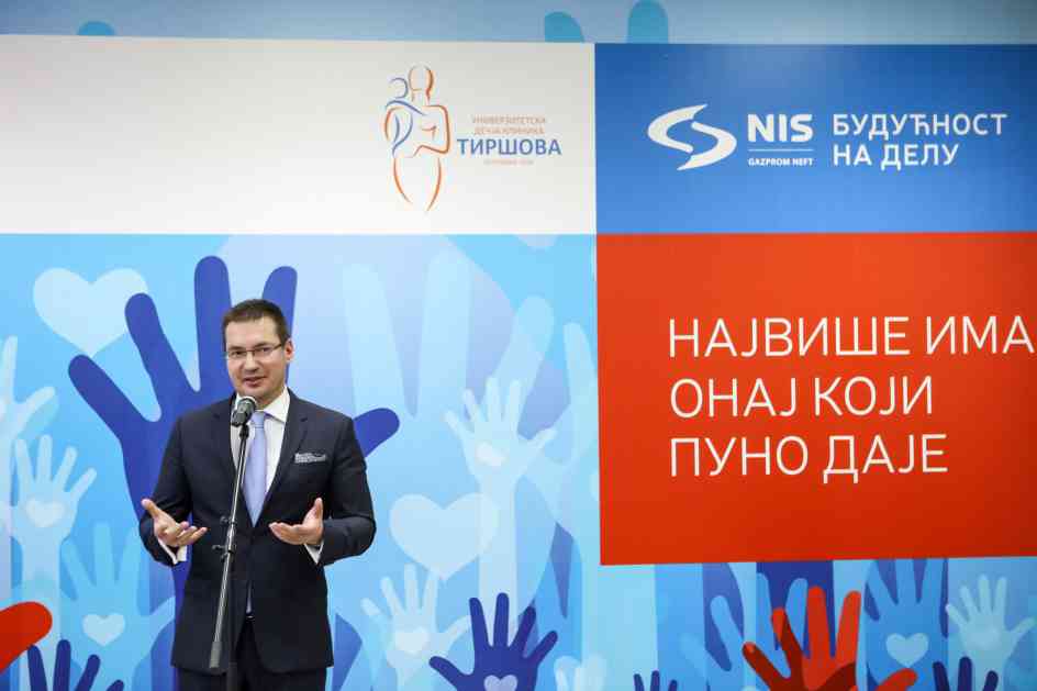 Kompanija NIS donirala sredstva  Univerzitetskoj dečjoj klinici „Tiršova“ u Beogradu