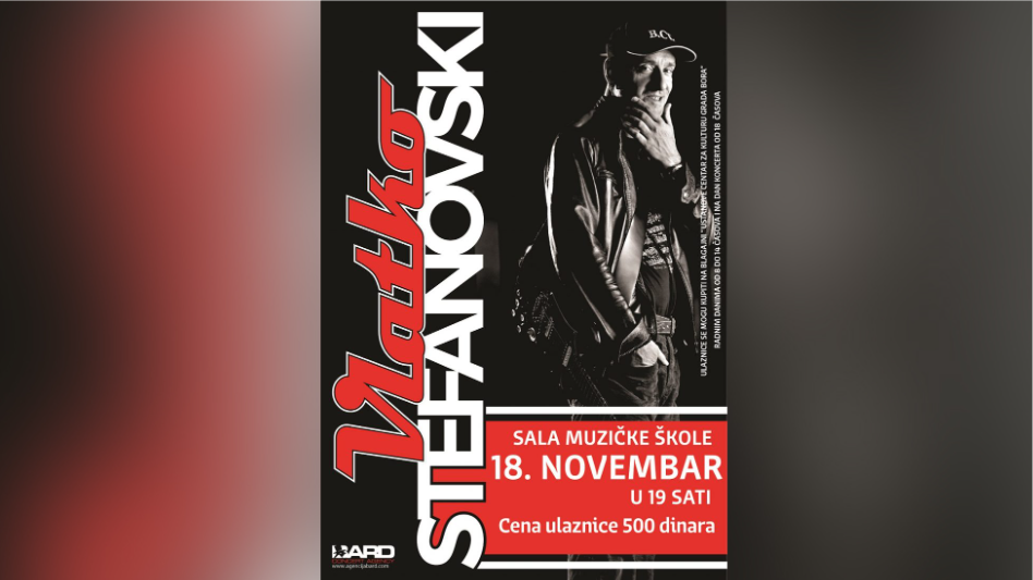 Koncert Vlatka Stefanovskog u petak, 18. novembra u Muzičkoj školi u Boru