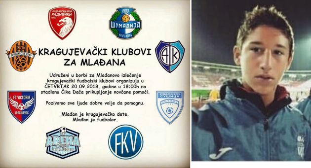 Kragujevački fudbalski klubovi prikupljaju pomoć za Mlađana