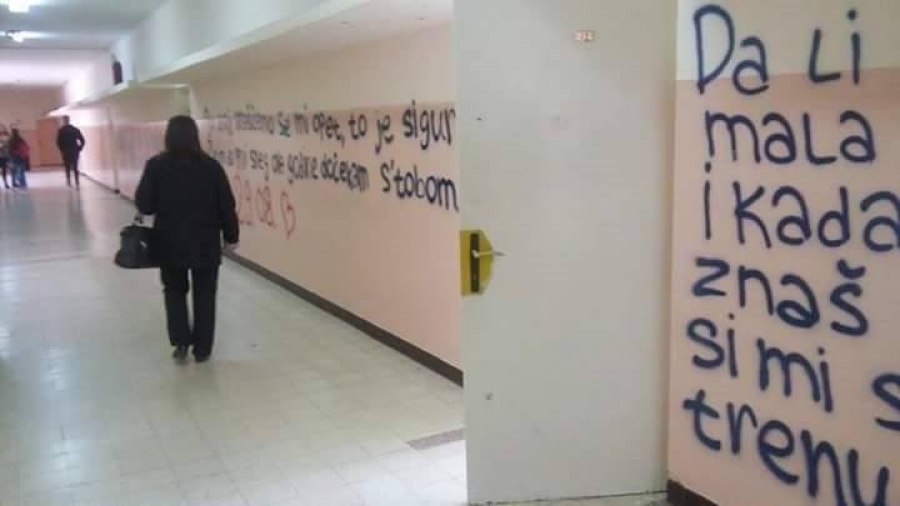 Ljubavni grafiti u hodnicima Ugostiteljsko-turističke škole